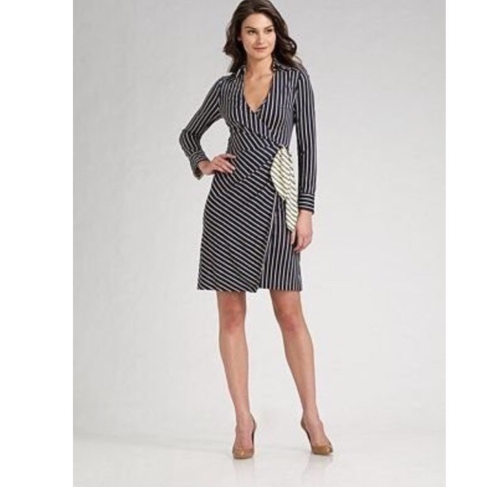 Diane von Furstenberg Navy Rona Wrap Dress 12